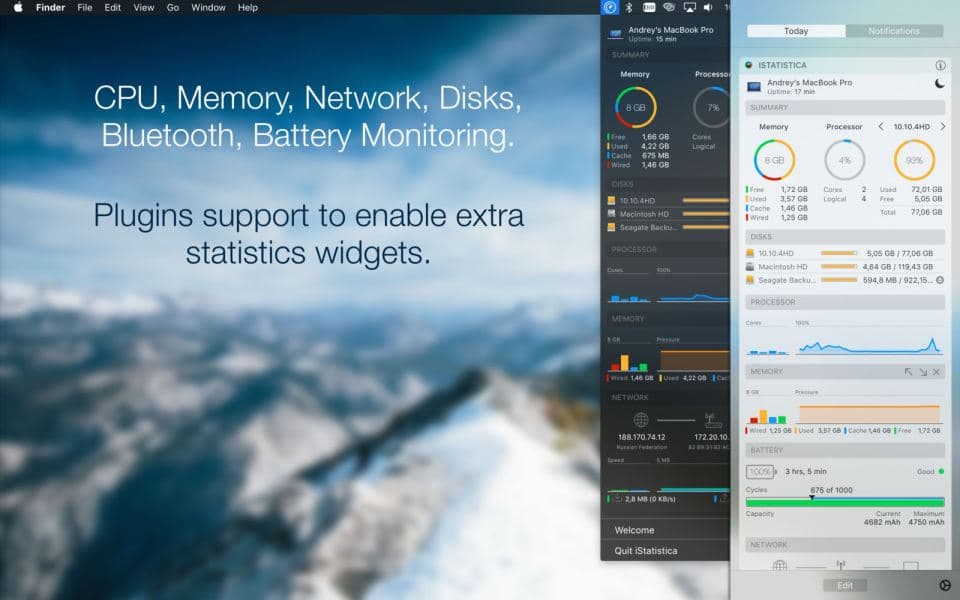 iStatistica pro for mac 5.2 超赞的mac系统监控小部件 中文版 截图 2