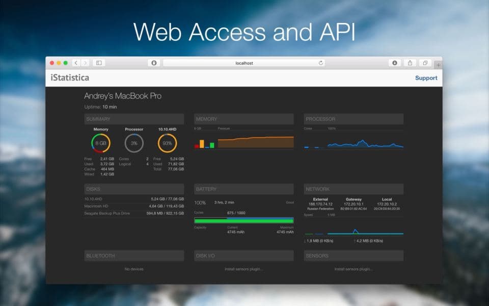 iStatistica pro for mac 5.2 超赞的mac系统监控小部件 中文版 截图 1